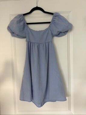 Girls' Puff Sleeve Light Blue Dress